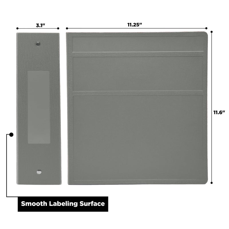 Carstens 3-Inch Heavy Duty 3-Ring Binder - Side Opening, Ash Gray, Durable Plastic, Precision No-Gap Rings, Waterproof Cover, No Pockets, Holds 400 US Letter Sheets, BPA-Free, Made in USA (1742-3R) - Image 2